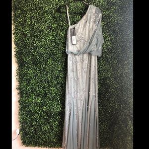 Crystal Blue One Shoulder Dress/Gown beaded